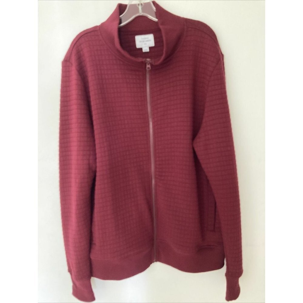 Peter Werth London waffle knit jacket burgundy New Casual size XL Zip Front